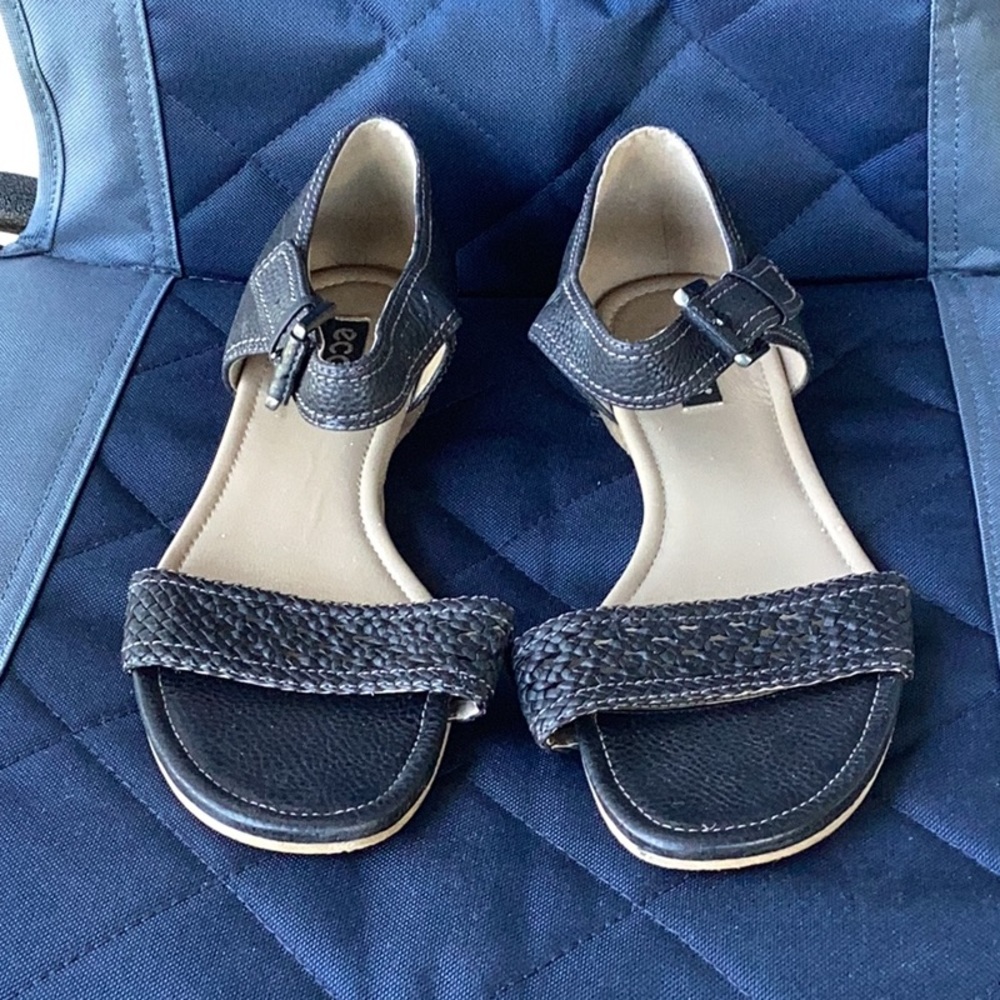 Black Leather Ecco Sandals